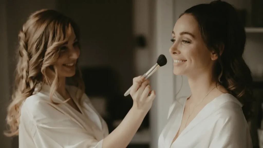 Braut Make-up Trends 2026 mit natürlichem Glow und soften Creme-Texturen beim Getting Ready