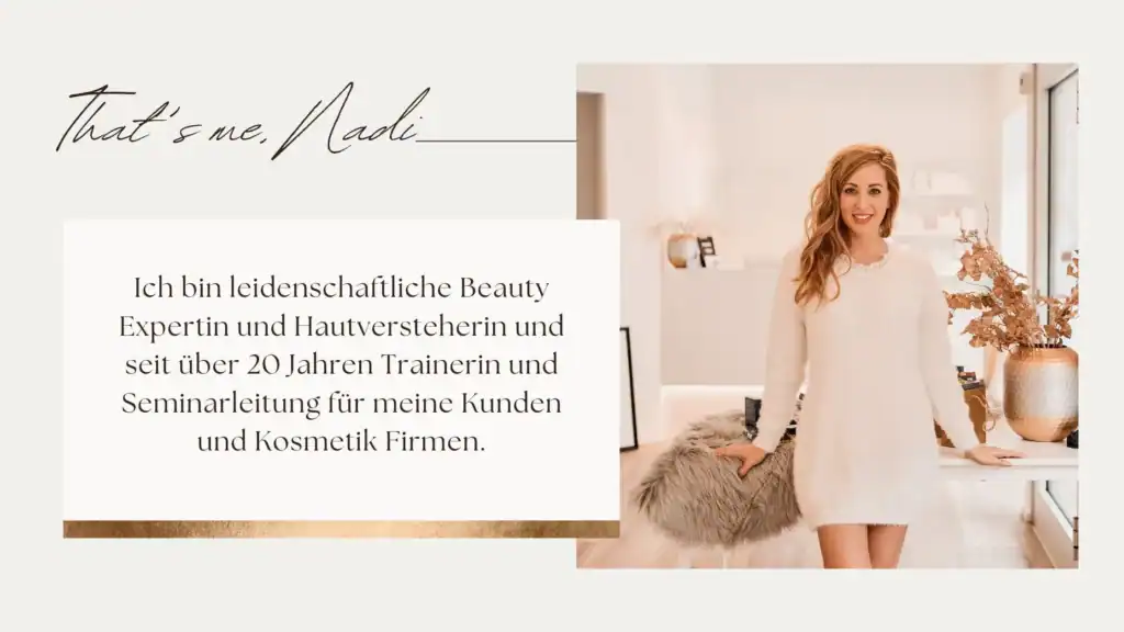 Beauty-Expertin Nadi Beckmann in ruhiger Studioatmosphäre - persönliche Online Hautberatung und individuelle Beauty Beratung