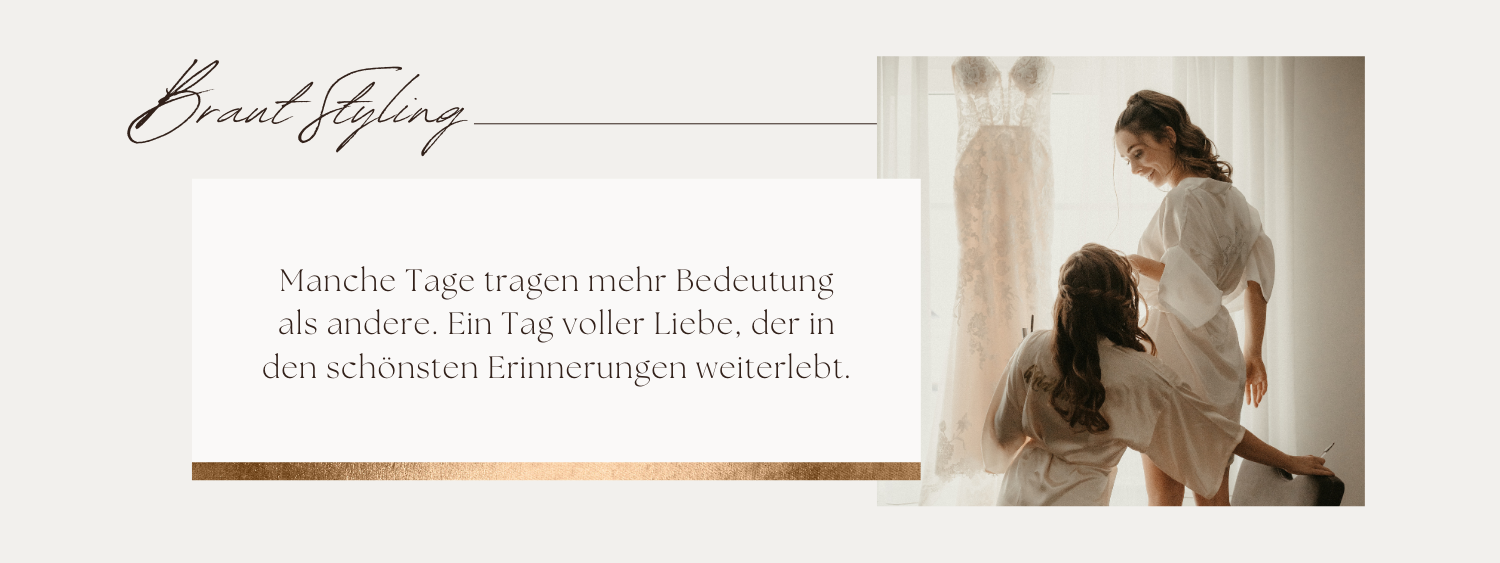 Brautstyling und natürliches Braut Make-up für einen besonderen Hochzeitstag voller Liebe und Erinnerungen